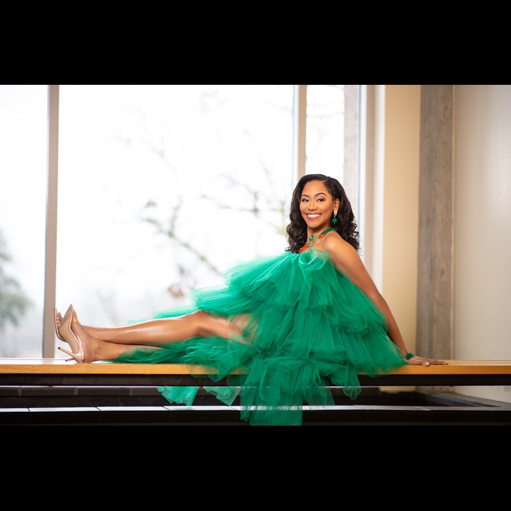 Green tulle skirt